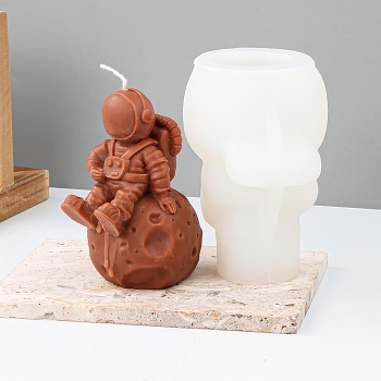 Spaceman Silicone Statue Candle Molds, for Candle Making, White, 68x70x107mm, Inner Diameter: 38mm