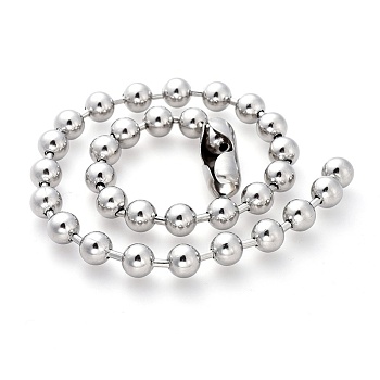 304 Stainless Steel Ball Chain Necklaces, Stainless Steel Color, 18.1 inch(46cm)