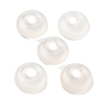 Natural White Chalcedony Flat Round Charms, 15x4.5mm, Hole: 5mm