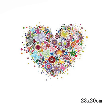 Valentine's Day Heart Pattern Heat Transfer Film, Iron on Vinyl, for Garment T-shirt Accessories, Flower, 230x200mm