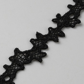 Star Polyester Lace Trim Ribbon, Clothes Accessories, Black, 5/8 inch(17mm)