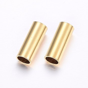 304 Stainless Steel Tube Beads, Golden, 15x6mm, Hole: 5mm