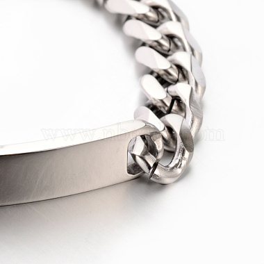 304 Stainless Steel Curb Link Chain ID Bracelets(X-STAS-M175-07P)-2