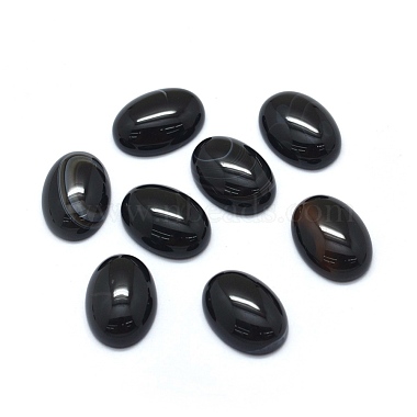 Natürliche schwarze Achat-Cabochons(G-O175-26A)-1