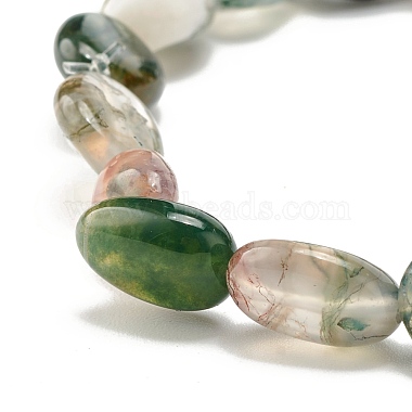 Natural Moss Agate Nuggets Beads Stretch Bracelet(BJEW-JB07145-02)-4