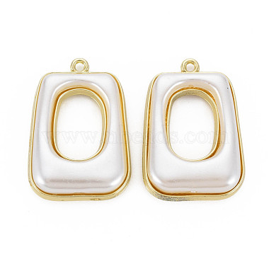 Light Gold White Trapezoid Alloy+Other Material Pendants