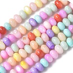Natural Freshwater Shell Beads Strands, Ronedlle, Dyed, Mixed Color, 6x3.5~4mm, Hole: 1mm, about 97~99pcs/strand, 15.08~ 15.47 inch(38.3~39.3cm)(SSHEL-C013-07E)