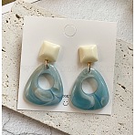 Acrylic Stud Dangle Earrings, Nuggets, Cadet Blue, 50mm(WGDDF8B-03)