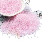 Transparent Colours Glass Seed Beads, Round Hole, AB Color Plated, Cylinder, Pearl Pink, 1.6x1.3mm, Hole: 0.8mm, about 60000pcs/pound(SEED-H003-01C)