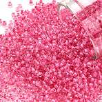 TOHO 11/0 Round Beads, Japanese Seed Beads, (1082) Inside Color Crystal/Hot Pink Lined, 2.2mm, Hole: 0.8mm, about 5555pcs/50g(SEED-XTR11-1082)