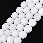 Dyed Natural White Jade Round Bead Strands, White, 8mm, Hole: 1mm, about 48pcs/strand, 14.9 inch(G-Q937-20)