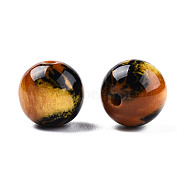 Resin Beads, Imitation Gemstone, Round, Chocolate, 12x11.5mm, Hole: 1.5~3mm(RESI-N034-01-M03)