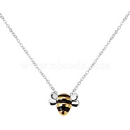 Brass Bee Charm Necklace for Women, Platinum & Golden, 16.93 inch(43cm)(JN1030A)