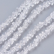 Transparent Glass Beads Strands, Faceted, Triangle, Clear, 3x4x3mm, Hole: 1mm, about 149pcs/strand, 13.3 inch(34cm)(EGLA-J145-4mm-NB01)