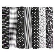 Printed Cotton Fabric, for Patchwork, Sewing Tissue to Patchwork, Quilting, Square, Black, 50x50cm, 7pcs/set(PW-WG77488-19)