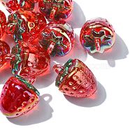 Transparent Resin Pendants, 3D AB Color Strawberry Charms, Red, 22.5x17mm, Hole: 1.8mm(RESI-CJC0011-47)