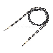 Eyeglasses Chains, Neck Strap for Eyeglasses, with Spray Painted CCB Plastic & Aluminum Cable Chains, 304 Stainless Steel Lobster Claw Clasps and Rubber Loop Ends, Black, 31.1~31.4 inch(79~80cm)(AJEW-EH00223-01)