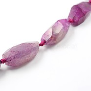 Dyed Natural Agate Bead Strands, Faceted Oval, 20~35x15~18mm, Hole: 2mm, about 9pcs/strand, 15.0 inch(G-O038-34)
