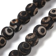 Tibetan Style dZi Beads, Natural Weathered Agate Beads Strands, Round, Dyed & Heated, 3-Eye, 10mm, Hole: 1mm, about 38pcs/strand, 14.57''(37cm)(G-K166-02-10mm-L3-01)