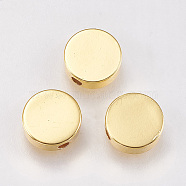 Brass Beads, Flat Round, Golden, 8x2.5mm, Hole: 1.5mm(X-KK-E735-33G)