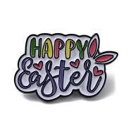 Alloy Rabbit Enamel Pins, Happy Easter Brooch for Easter Gift, Rabbit, 30x20x1.5mm(JEWB-R021-02D)