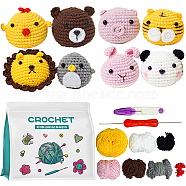 DIY Doll Crochet Kit, Including Plastic Locking Stitch Makers & Button, Fiber Yard, Cotton, Iron & Plastic Crochet Hooks, Colorful, 65mm(DIY-WH0502-44)