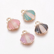 Alloy Enamel Charms, Shell, Light Gold, Mixed Color, 12.5x11.5x3mm, Hole: 1.4mm(X-PALLOY-F224-05G)