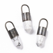 Gemstone Pendant, with Eco-Friendly Brass, Lead Free & Cadmium Free, 42x12mm, Hole: 11.5x9mm(G-K324-04AB-02)