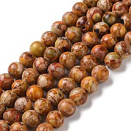 Natural Imperial Jasper Beads Strands, Dyed, Round, Chocolate, 8~8.5mm, Hole: 1~1.2mm, about 47~48pcs/strand, 15.16 inch(38.5cm)(G-I122-8mm-24)