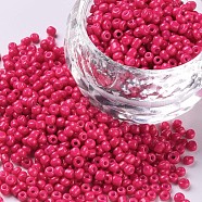 Baking Paint Glass Seed Beads, Camellia, 12/0, 1.5~2mm, Hole: 0.5~1mm, about 30000pcs/bag(SEED-S001-K5)