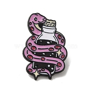 Enamel Pin, Alloy Brooch for Backpack Clothes, Snake, Plum, 30x19.5x1.5mm(JEWB-H021-02EB-03)