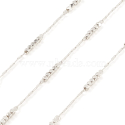 Brass Paperclip Chains, with Square Beaded, Unwelded, with Spool, Silver, 2x0.7x0.2mm, 8x1.5x1.5mm(CHC-M025-14S)