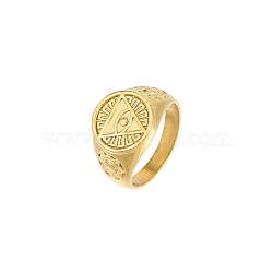 Stainless Steel Gold Plated Ring with Eye(HR8975-3)