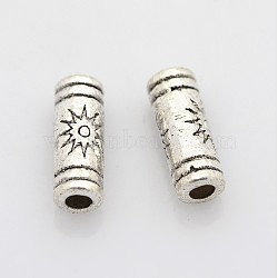 Tibetan Silver Tube Beads, Lead Free & Nickel Free & Cadmium Free, Tube, Antique Silver, 9.5x3.5mm, Hole: 1.5mm.(LF0614Y-NF)