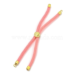 Nylon Cords Bracelet Makings Fit for Connector Charms, with Golden Brass Tree Slider Beads, Long-Lasting Plated, Pink, 8-5/8 inch(22cm), Hole: 1.9mm(AJEW-P116-01G-06)