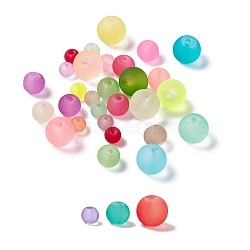 500Pcs 3 Style Transparent Frosted Glass Beads, Round, Mixed Color, 4~7x4~6mm, Hole: 1mm(FGLA-FS0001-01)