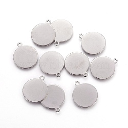 Stainless Steel Pendants, Stamping Blank Tag, Flat Round, Stainless Steel Color, 23.5x20x1mm, Hole: 2mm(PALLOY-E456-01P)