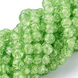 Crackle Glass Beads Strands, Round, Pale Green, 8mm, Hole: 1.3~1.6mm, 31.4 inch(X-CCG-Q001-8mm-11)