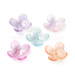 Transparent Acrylic Beads Caps, Flower, Mixed Color, 18.5x16x5mm, Hole: 1.6mm(X-SACR-A006-11)