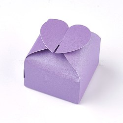 Creative Foldable Paper Box, Wedding Favor Boxes, Favour Box, Heart, Purple, 6x6x6cm(CON-WH0064-E02)