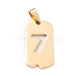 Vacuum Plating 304 Stainless Steel Pendants, Rectangle with Number, Golden, Num.7, 27.5x14.5x1.5mm, Hole: 7.5x3mm(STAS-H144-02G-7)