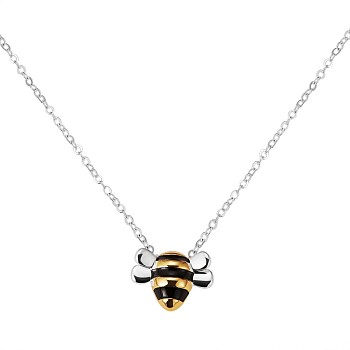Brass Bee Charm Necklace for Women, Platinum & Golden, 16.93 inch(43cm)