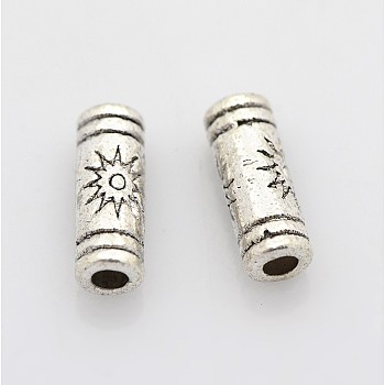 Tibetan Silver Tube Beads, Lead Free & Nickel Free & Cadmium Free, Tube, Antique Silver, 9.5x3.5mm, Hole: 1.5mm.