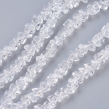 Transparent Glass Beads Strands, Faceted, Triangle, Clear, 3x4x3mm, Hole: 1mm, about 149pcs/strand, 13.3 inch(34cm)