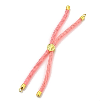 Nylon Cords Bracelet Makings Fit for Connector Charms, with Golden Brass Tree Slider Beads, Long-Lasting Plated, Pink, 8-5/8 inch(22cm), Hole: 1.9mm