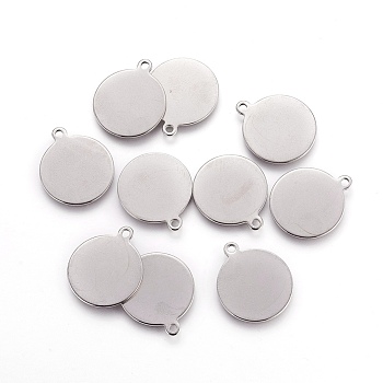Stainless Steel Pendants, Stamping Blank Tag, Flat Round, Stainless Steel Color, 23.5x20x1mm, Hole: 2mm