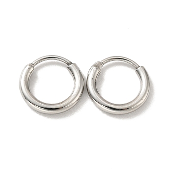 Tarnish Resistant 201 Stainless Steel Huggie Hoop Earrings, with 304 Stainless Steel Pins, Stainless Steel Color, 12 Gauge, 12x2mm, Pin: 0.8mm