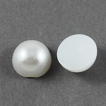 ABS Plastic Imitation Pearl Cabochons, Half Round, White, 2x1mm