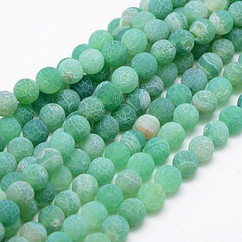Natural Weathered Agate Beads Strands, Dyed, Frosted, Round, Medium Aquamarine, 6mm, Hole: 1mm, about 64pcs/strand, 14.6 inch