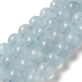 Round Natural Aquamarine Bead Strands, 8mm, Hole: 1mm, about 49pcs/strand, 15.5 inch